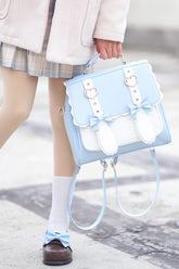 White/Blue Bunny Castle Bowknot Sweet Lolita Backpack